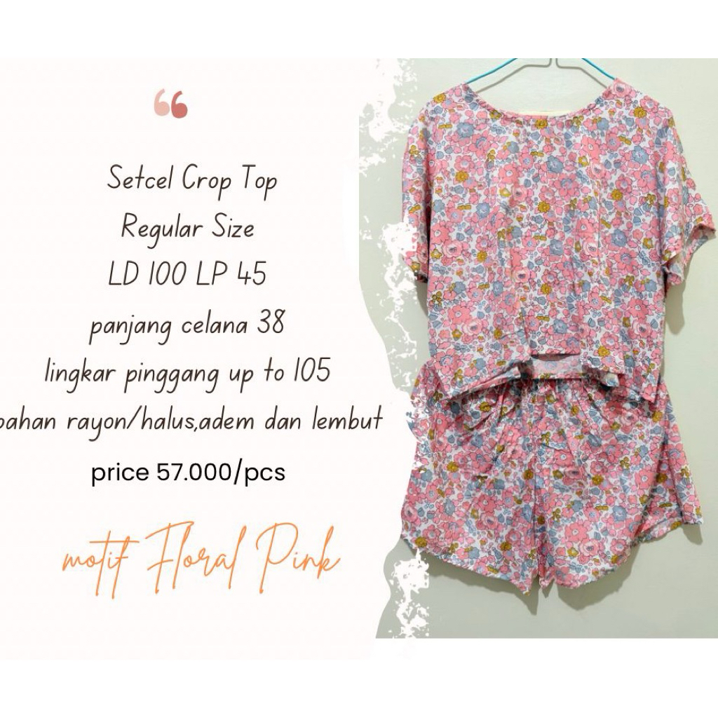 One set pendek  baju tidur crop top
