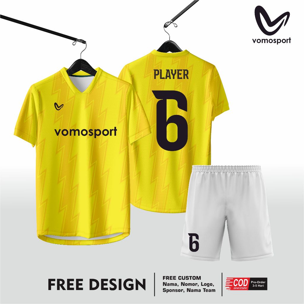 jersey futsal sepakbola kuning putih fullprinting satuan custom