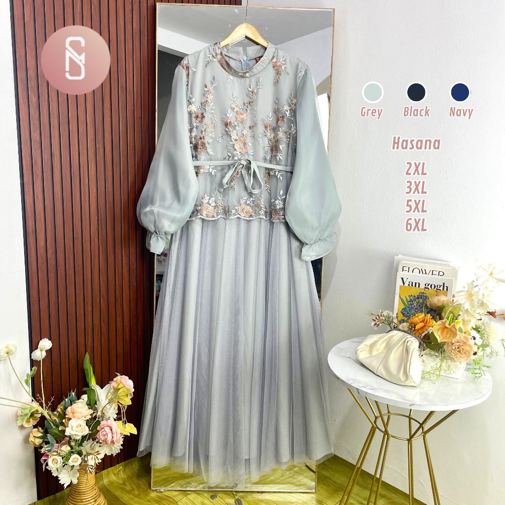 Myshawl Hasana Gamis Jumbo Gamis Bigsize Gamis Brukat Jumbo Dress Kondangan Dress Gamis Jumbo Tille 