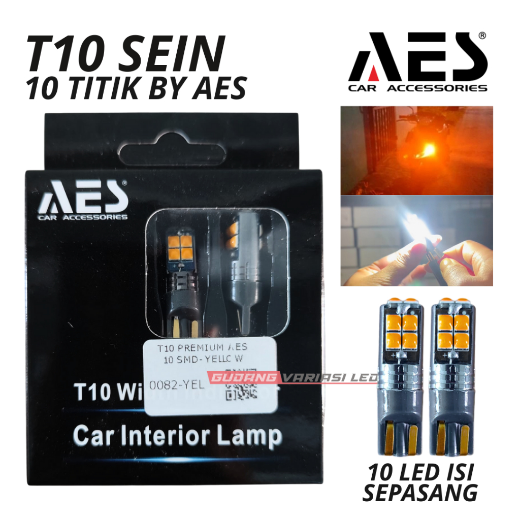 Lampu Led T10 3030 10 TITIK MATA SMD Super Bright AES - HARGA SEPASANG