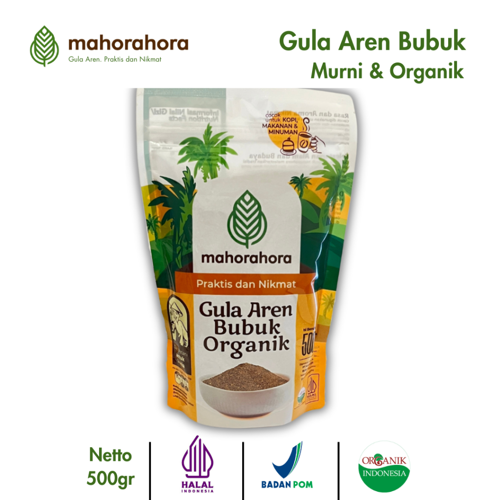 

Mahorahora Gula Aren Bubuk 500 Gram (Palm Sugar/ Gula Semut) Organik, Premium, Low GI, Sertifikasi