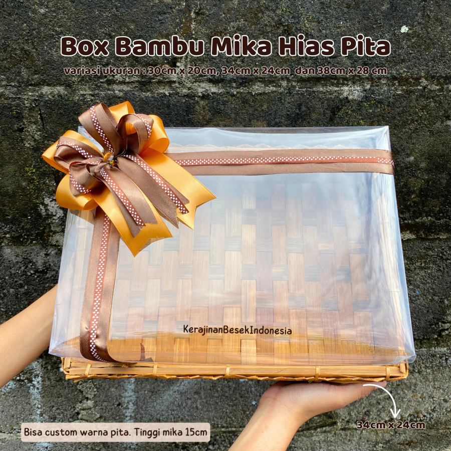 BOX HANTARAN BONUS PITA Parsel bambu mika pita besar makanan hampers seserahan roti piring bambu uni