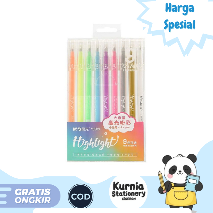 

M&G Highlighter Color Gel Pens Needle Tip 0.6mm AGPY5572 ( 1 Pack Isi 9 warna)