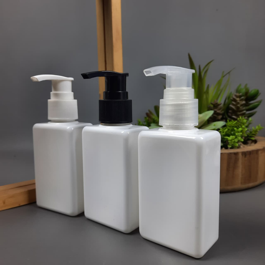 Botol Pump 100 Ml Kotak Putih / Botol Lotion Pump 100 Ml / Botol Sabun 100 Ml