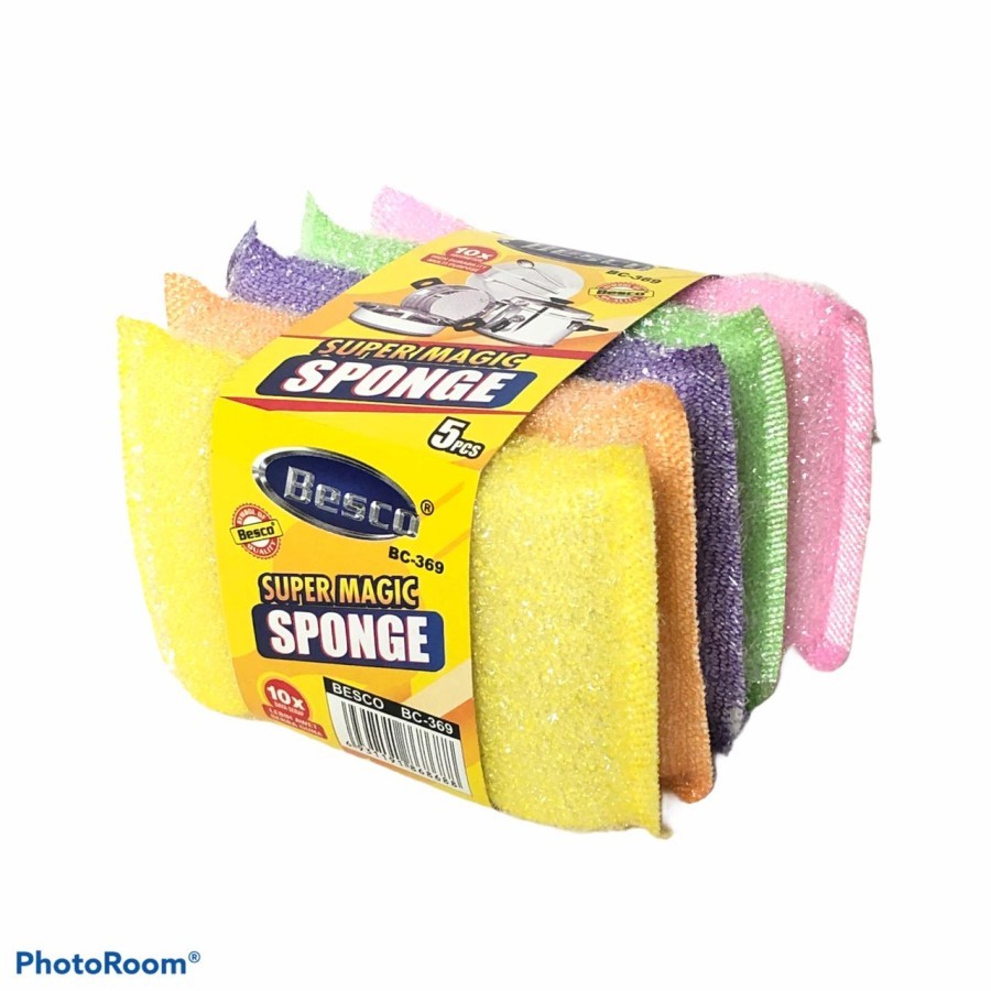 Spon Cuci Piring Busa Polos Besco Super Magic Sponge BC-369 Isi 5 pcs