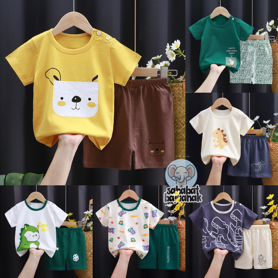 Sahabat Baju Anak - Setelan Baju Bayi Laki-laki / Setelan Kaos Anak / Baju Bayi Lengan Pendek PART 1