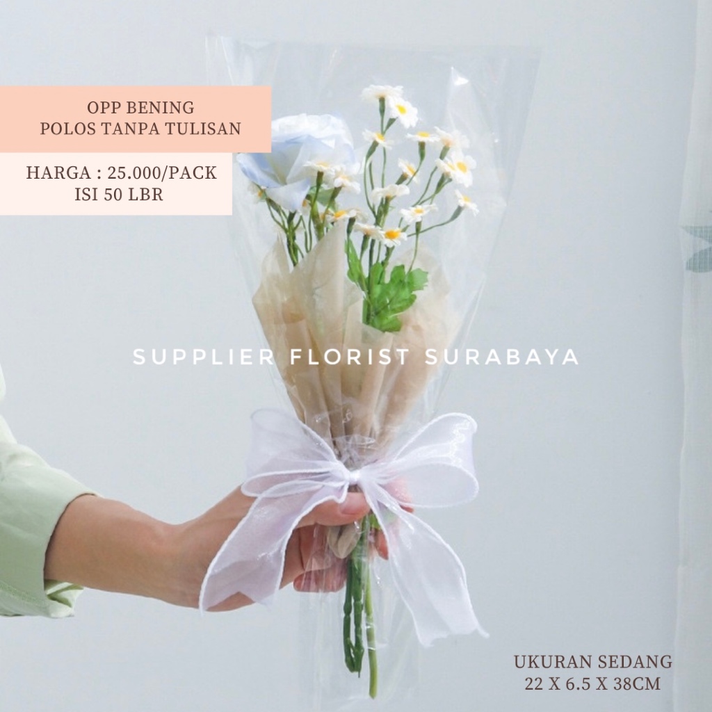 

[1 PACK ISI 50 LEMBAR] PLASTIK OPP BENING KECIL 22CM DAN TULISAN PUTIH PLASTIK BUNGA FLOWER PLASTIC PACKAGING PACKING SINGLE FLOWER WRAPPING BENING TRANSPARAN CLEAR JERNIH CLEAR ROSE SLEEVE KANTONG BUNGA CELLOPHANE PLASTIC WHITE LETTER MAWAR ROSE