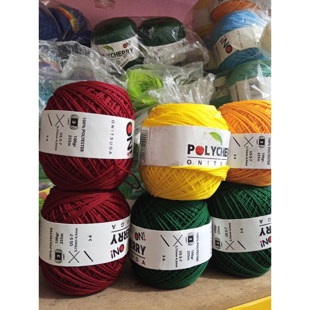 (Batam) Benang Rajut poly cherry / Benang Rajut Tas