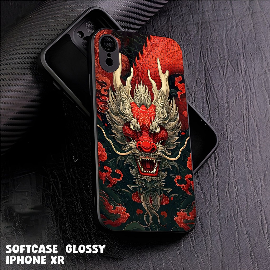 Case iPhone XR Casing iPhone XR Case Glossy Case Motif [ DRAGON ] Hp iPhone Casing Hp Keren Kesing H