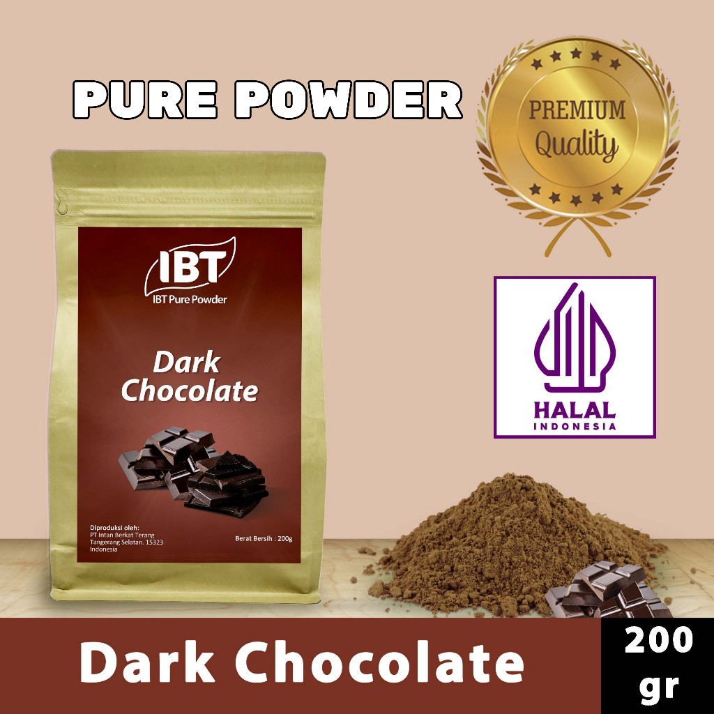 

Pure Dark Chocolate Powder Essence Murni Bubuk Coklat Import Makanan Kue 200 gr
