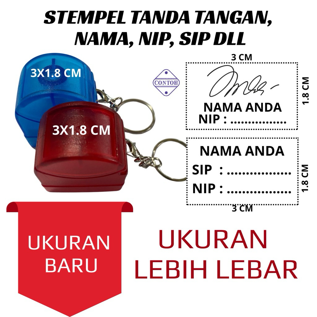 

STEMPEL NAMA GANTUNGAN KUNCI 18X30 MM UNTUK TANDA TANGAN, NAMA, SIP, NIP,
