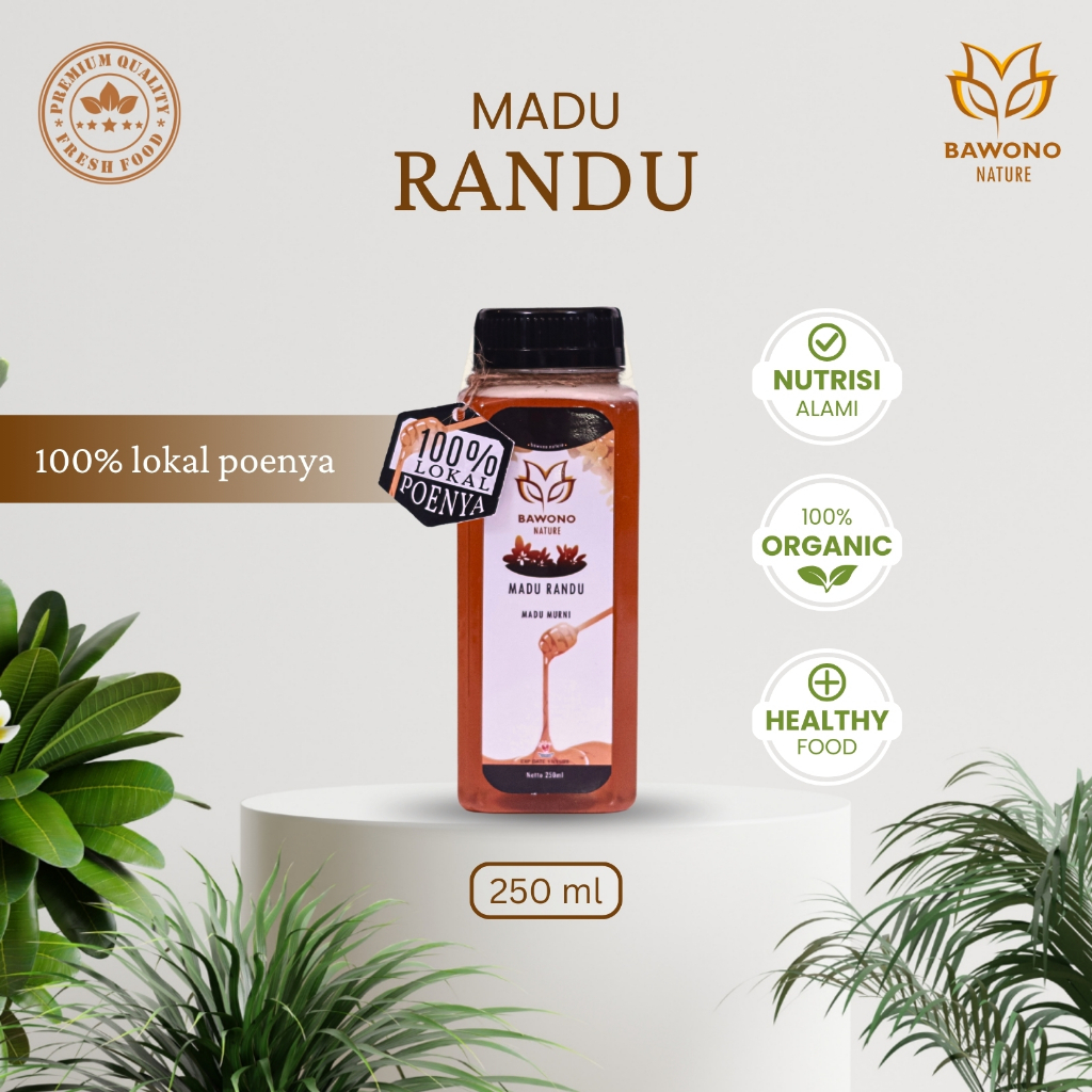 

Madu Randu Murni 250 ml Organik Bawono Nature - 100% Madu Herbal Asli, Alami, Kaya Nutrisi