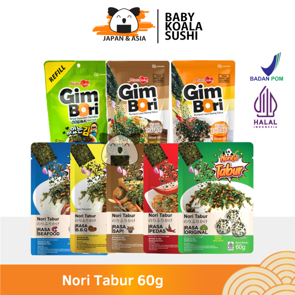 

NORIGO & MAMASUKA Gimbori Nori Tabur 60 g Halal | Abon Nori | Taburan Rumput Laut Kering