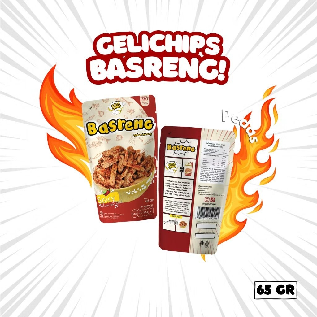 

Geli Chips - Basreng Spicy Rasa Daun Jeruk 65gr