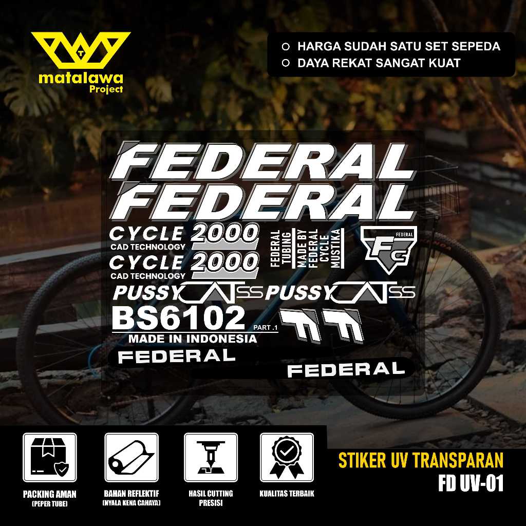 Stiker Decal FEDERAL UV TRANSPARAN STREET CAT 550 Stiker Sepeda MTB Bike Pussycat MG 33 SX SET 01