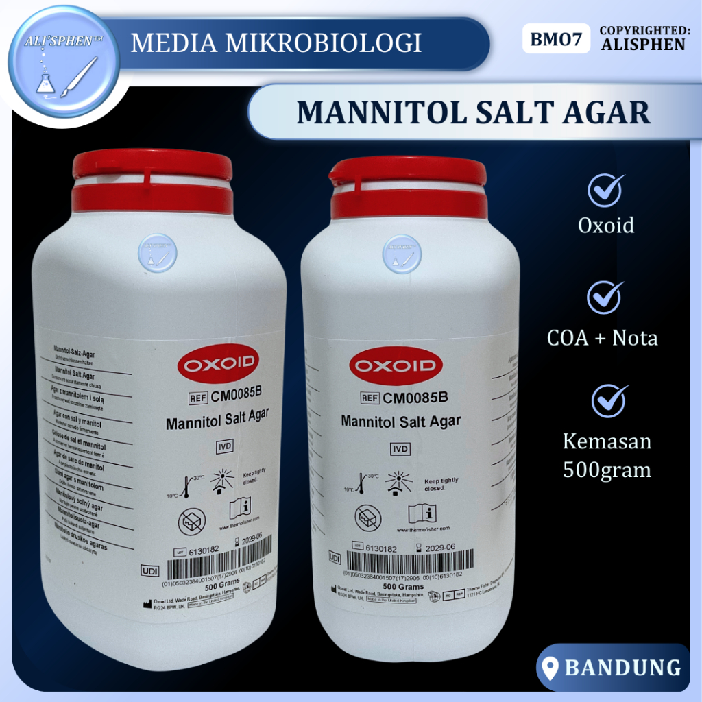 [BMO7] MSA / Mannitol Salt Agar | OXOID | Media Mikrobiologi | For Laboratory Use