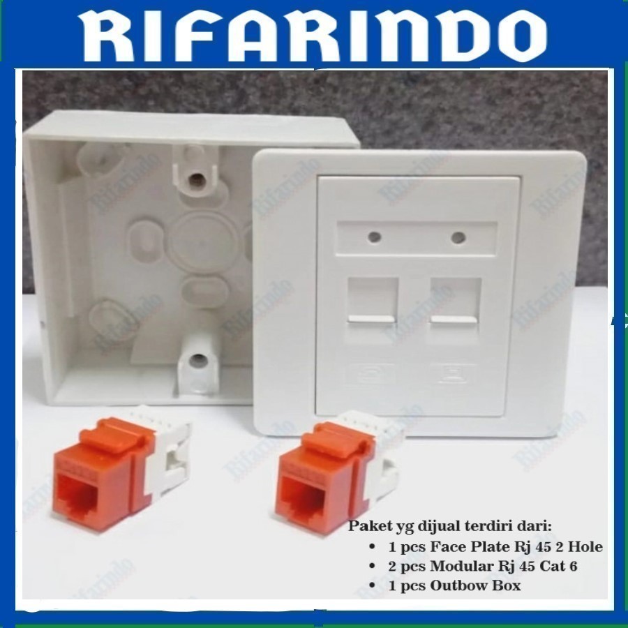 Wallplate Faceplate RJ45 2hole+Modular RJ45 Cat6+Outbow Box