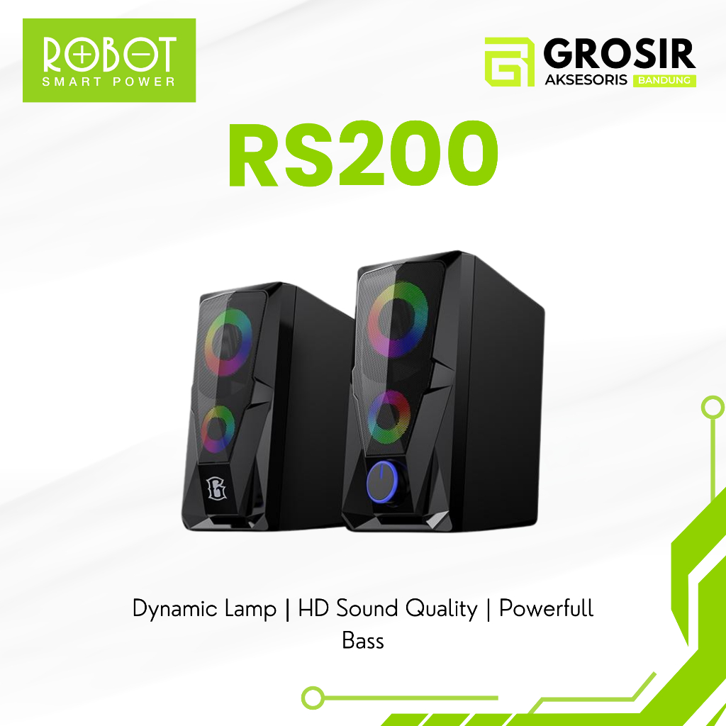 Speaker ROBOT RS200 RGB Lighting Speaker Komputer PC Laptop Super Bass Portable