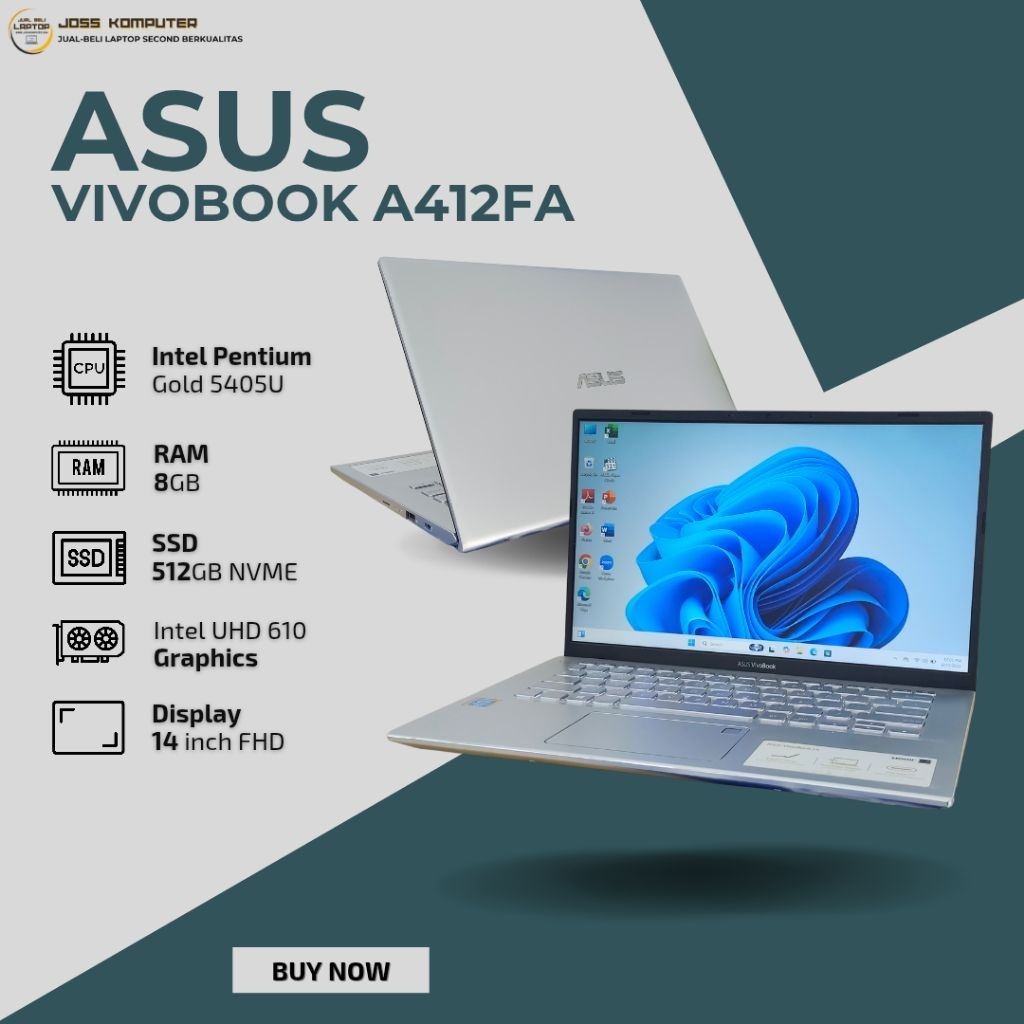 ASUS VIVOBOOK A412FA INTEL PENTIUM GOLD 5405U/ RAM 8GB/ SSD 512GB NVMe / 14" FHD / KEYBOARD BACKLIT