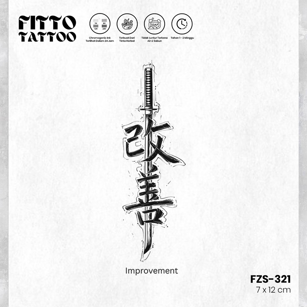 Tato Temporer Fruit Ink Tulisan China Aksara Hanzi Bahasa Quotes Cina Stiker Tatto Premium Anti Air