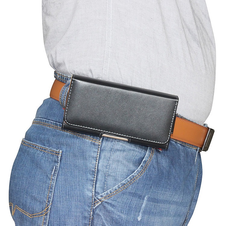 Sarung HP Pinggang Kulit Pria Jepit Putar Horisontal 6 - 6,5 Inch - Tas Dompet Tempat HP
