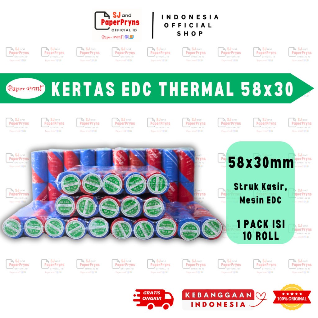 

(PACK) PAPERPRYNS Kertas Thermal Roll EDC 58 x 30mm