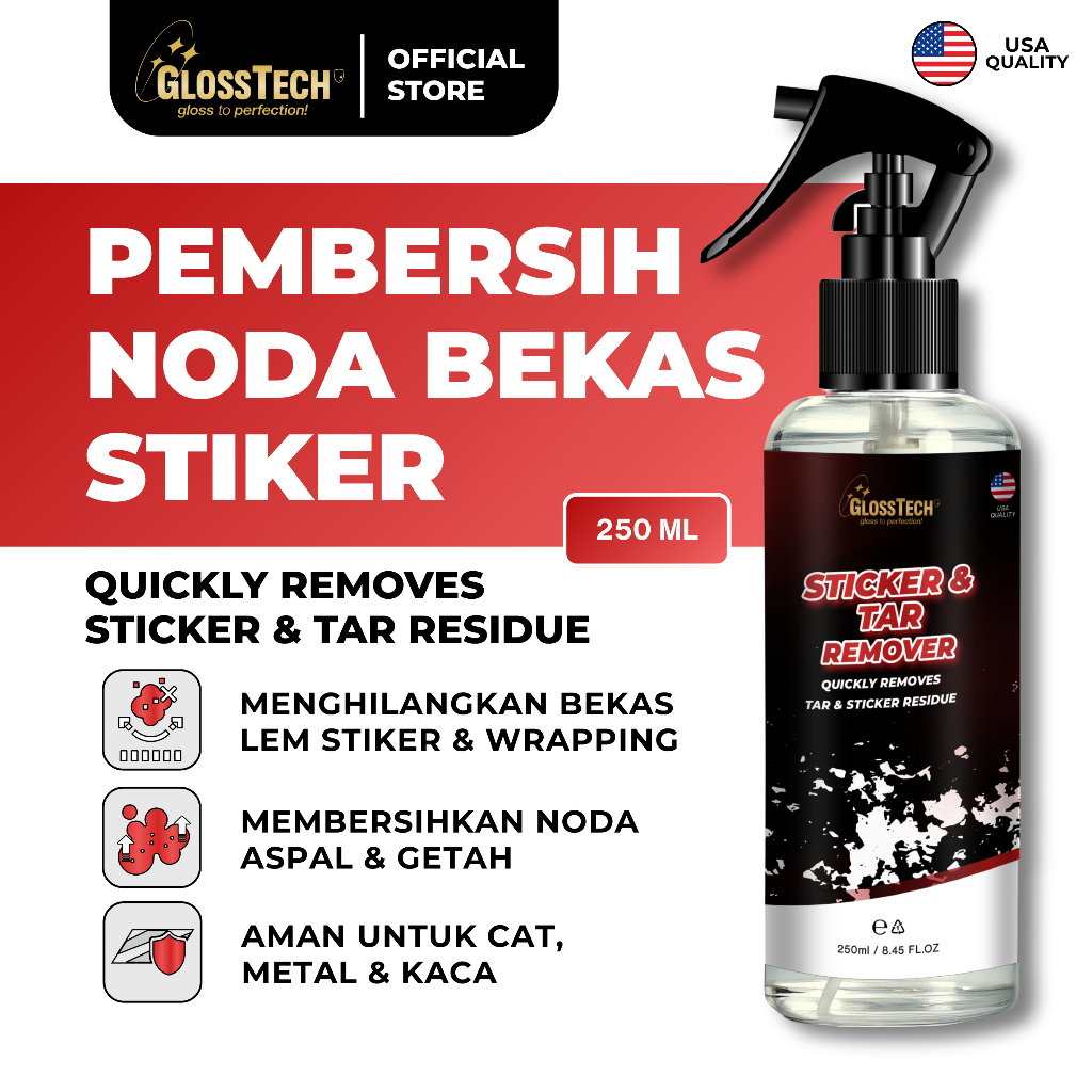 Sticker and Tar Remover | GlossTech - Penghilang Bekas Stiker Noda Aspal Serangga | Cairan Penghilan