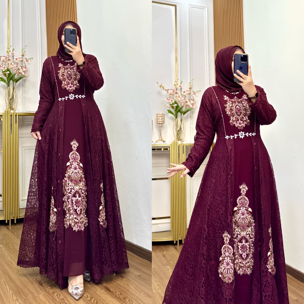 GAMIS PESTA BRUKAT TILE SERIES TERBARU BY CITRA / gamis Brukat mewah / GAMIS BRUKAT TILE TERBARU / g