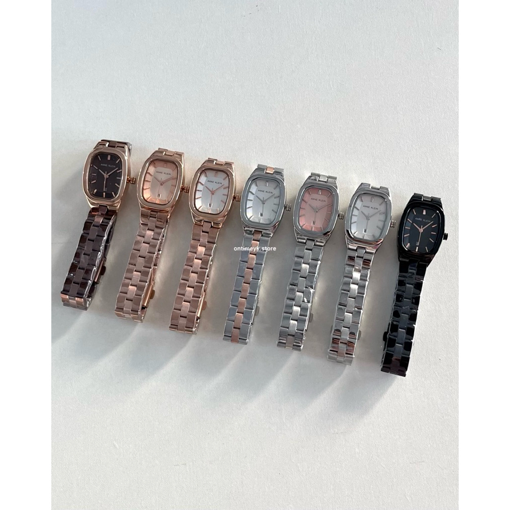 Jam Tangan Wanita Rantai Anne Klein Kotak Stainless Steel Tanggal Aktif