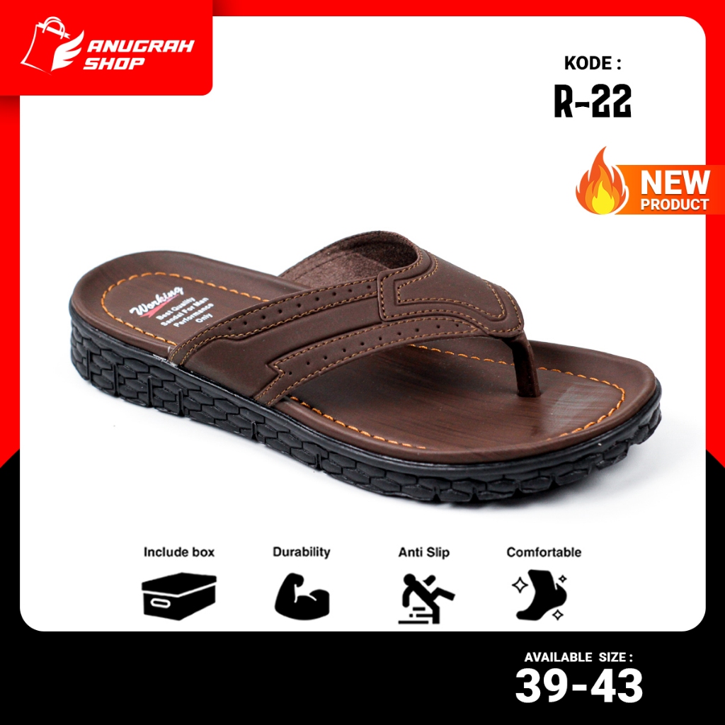 Sandal Pria Kulit Working R-22 Original Pria Jepit Kekinian Terbaru 2025