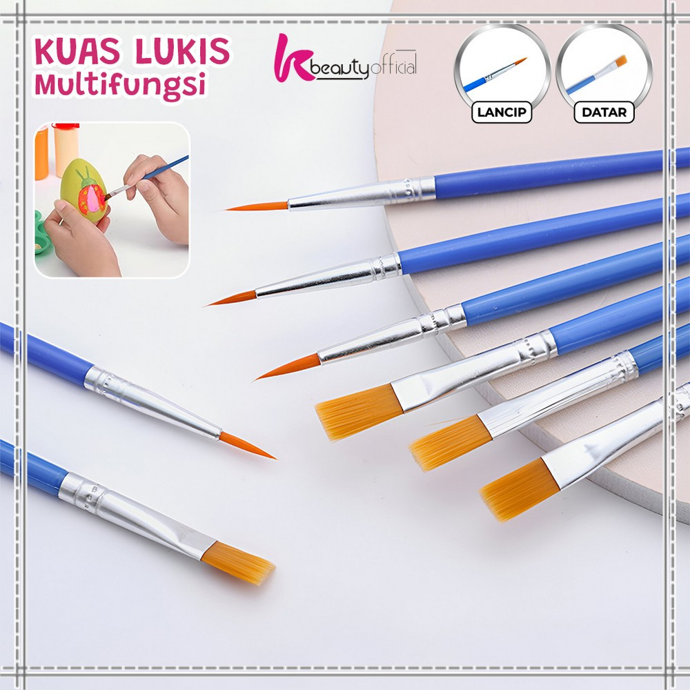 

EC KB-A98 Kuas Lukis Cat Air Paint Brush Nilon Ujung Pointed dan Flat / Kuas Kecil Lancip Datar Art Brush Cat Minyak Akrilik