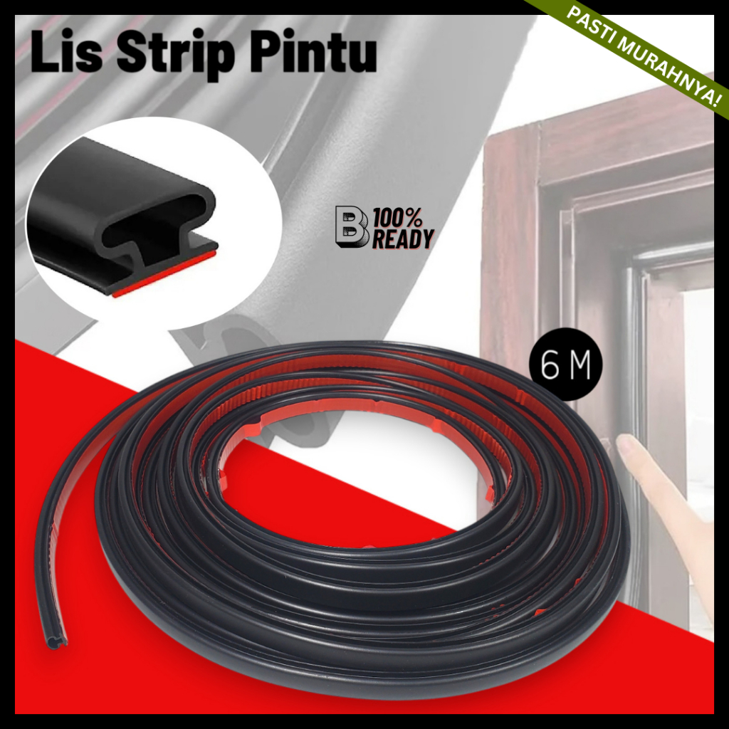PROMO Door Seal List Peredam Kedap Suara - Black / Peredam Kedap Suara Karet 6m / Busa Karet Peredam