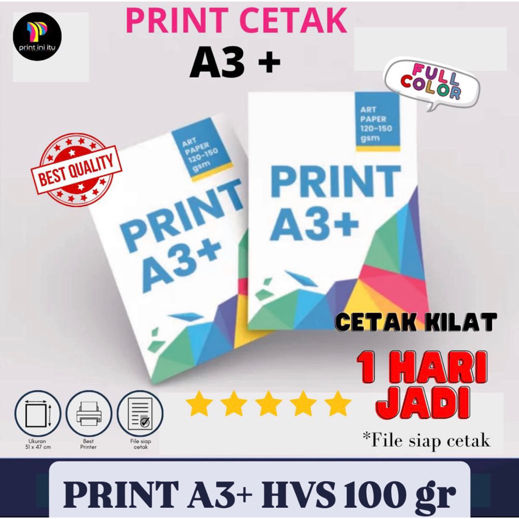 

Print A3+ | Kilat | Cetak A3+ MURAH | HVS 100 gsm | 1 sisi