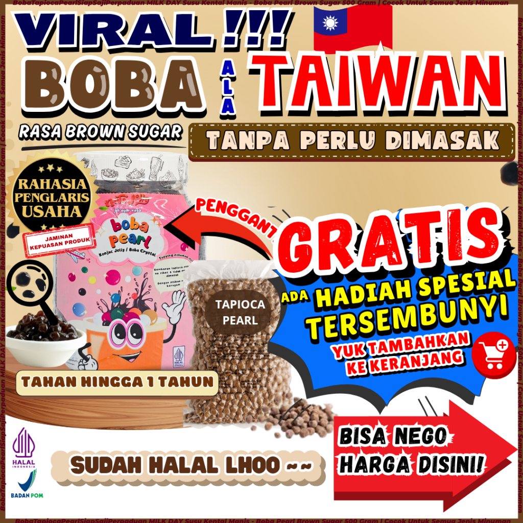 

BobaTapiocaPearlSiapSajiPerpaduan MILK DAY Susu Kental Manis - Boba Pearl Brown Sugar 500 Gram | Cocok Untuk Semua Jenis Minuman