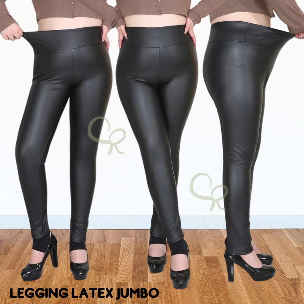 Legging Latex Kulit Import Highwaist Premium Jumbo