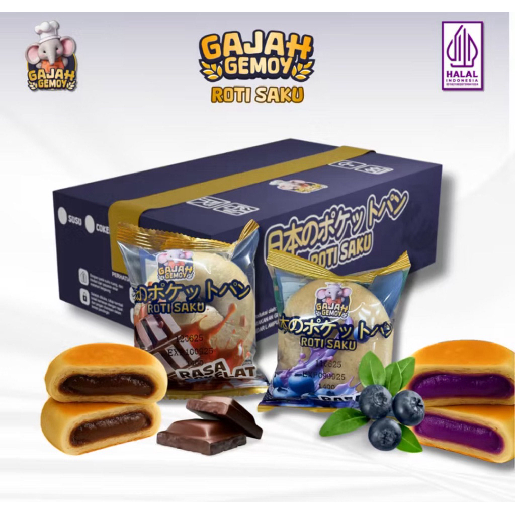 

Gajah Gemoy - Roti Saku Gajah Gemoy | Rasa Random | Isi 20 Pcs | HALAL - INDOMIE GORENG MIE INSTAN 1 DUS ISI 40