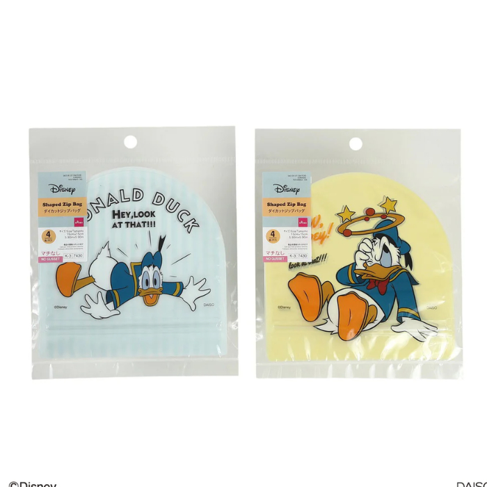 Daiso Die-Cut Zip Bags – Donald Duck (4 lembar)