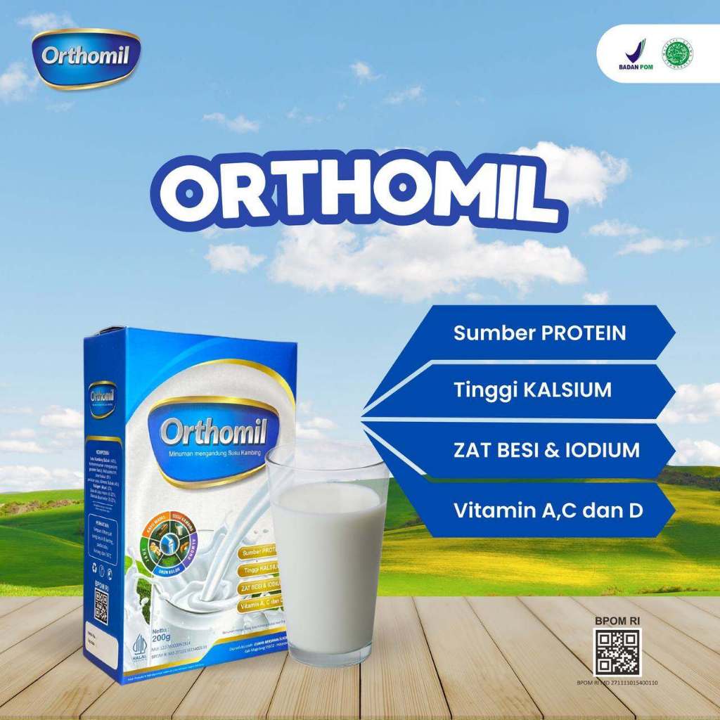

Orthomil –Susu Kambing Etawa Bubuk 200gr Halal BPOM Susu Kambing Herbal untuk Tulang & Sendi | 200g