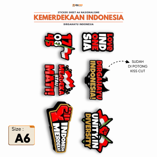 

Sticker Sheet A6 Dirgahayu Indonesia | Polyposter Glossy Tebal | Anti Air | Cutting Rapi