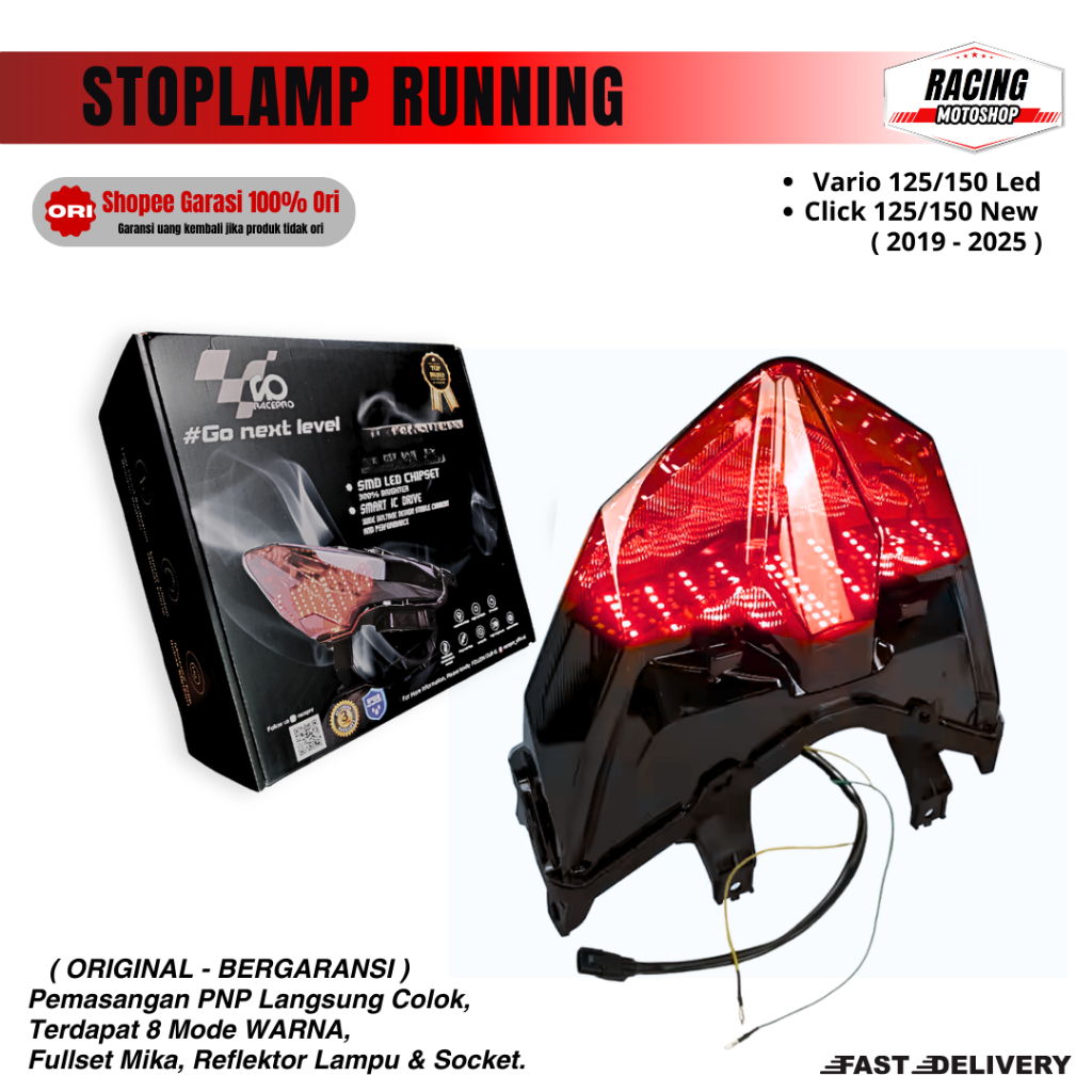 Lampu Belakang Stoplamp Runing Vario VARIO 125 NEW 150 NEW STOPLAMP RUNNING RACEPRO VARIO 125/150