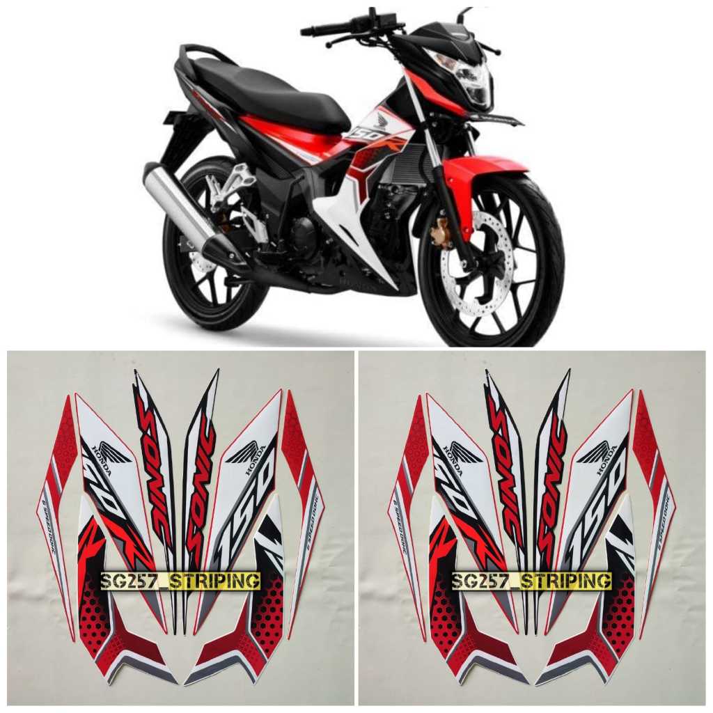 Striping Stiker Motor Honda Sonic 150r 2019 Hitam Putih Merah Standar Berkualitas