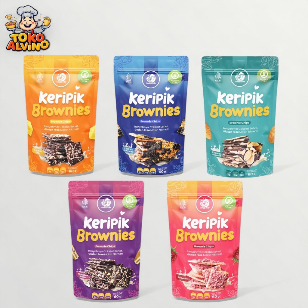 

KERIPIK BROWNIES VARIAN COKLAT KEJU, COOKIES & CREAM, KACANG ALMOND, MARTABAK MANIS DAN STRAWBERRY
