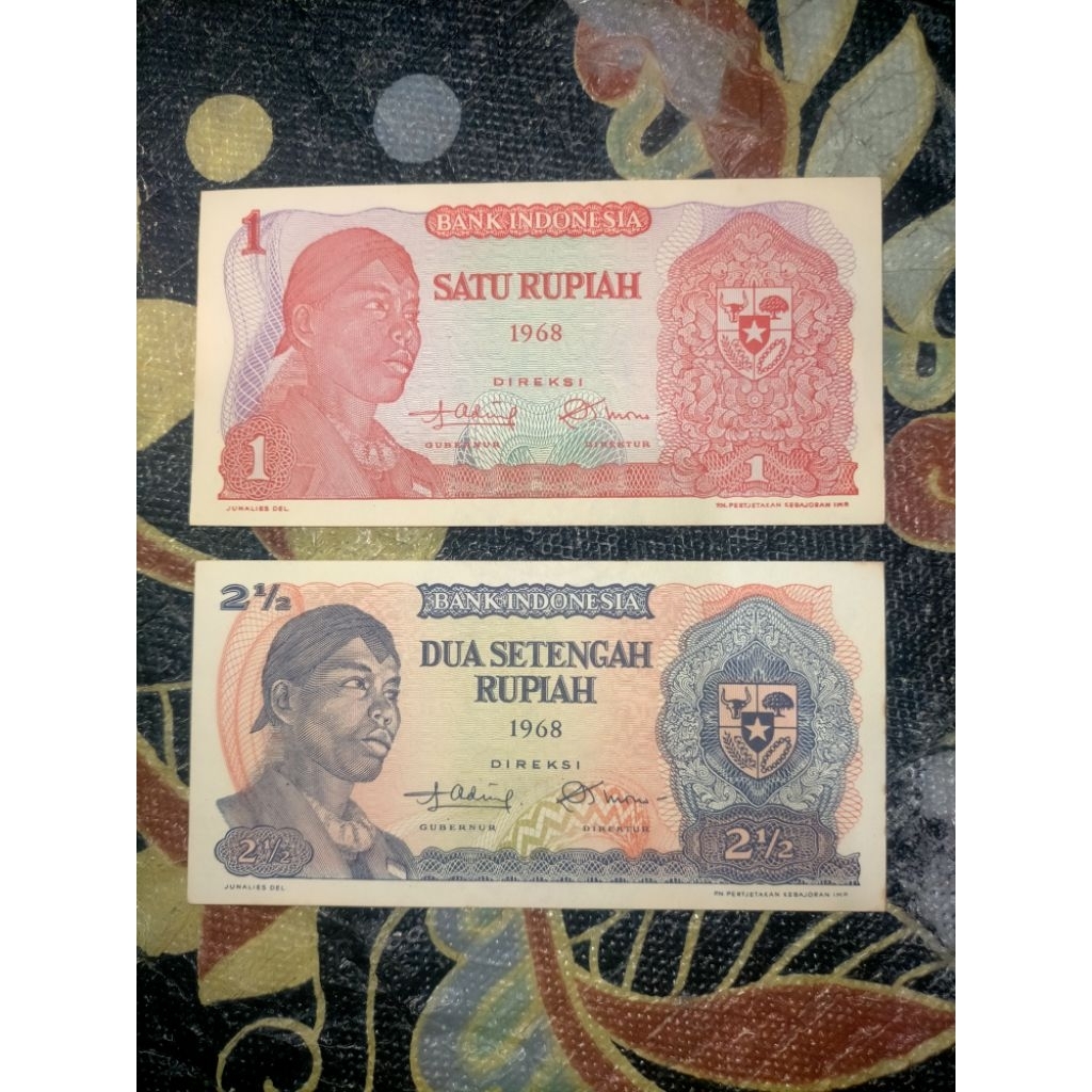 uang kuno sudirman 2 setengah rupiah dan satu rupiah tahun 1968