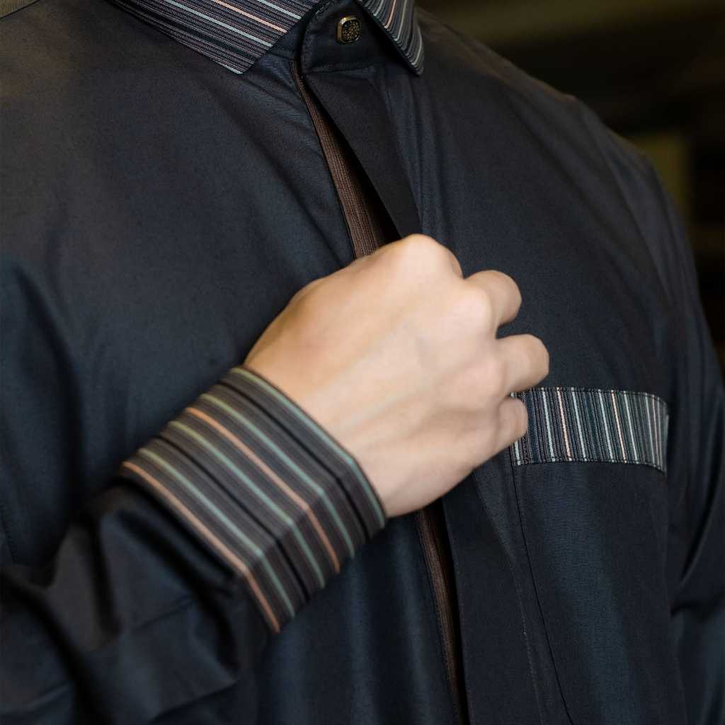 Jubah Gamis Pria Kombinasi Tayassar Cokelat