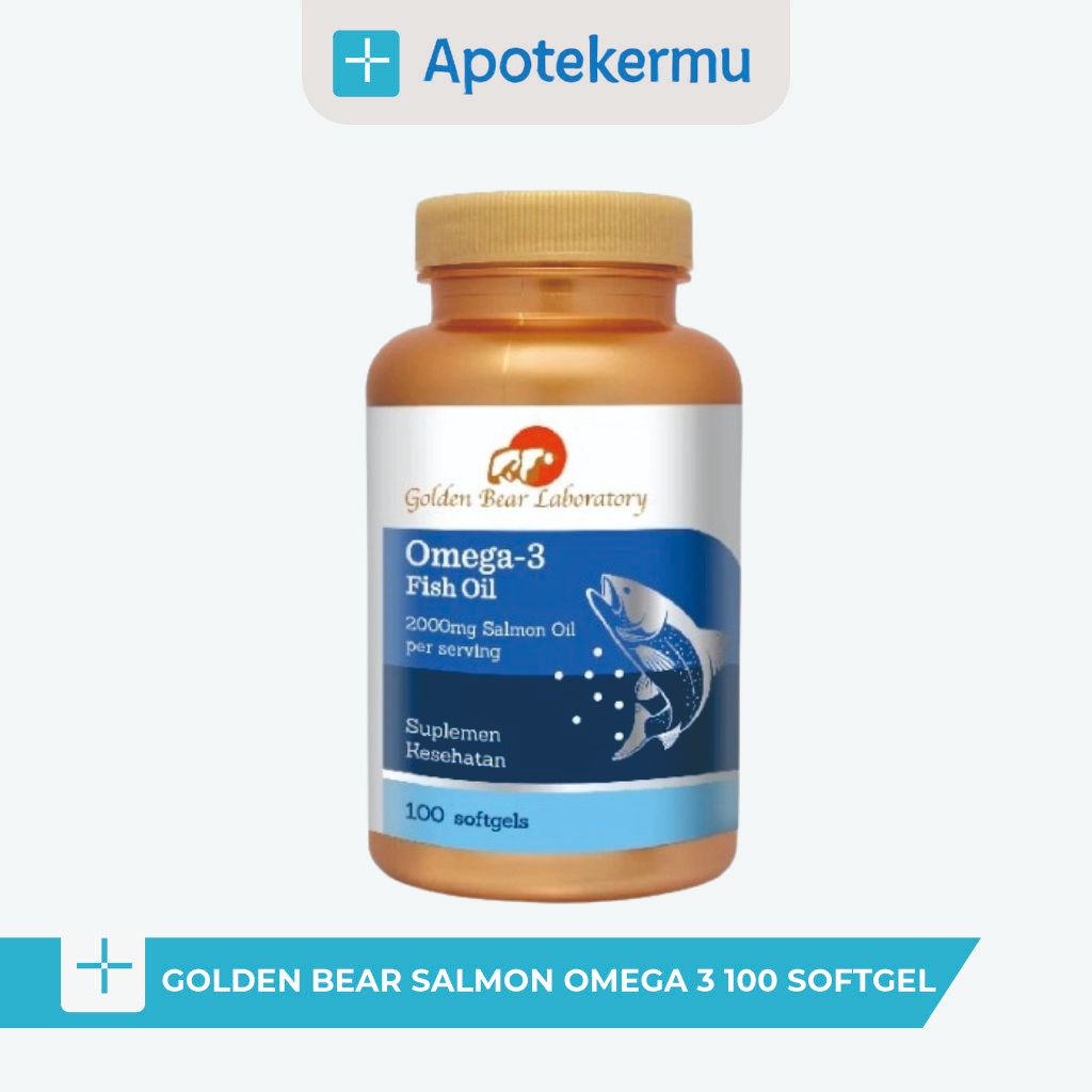 GOLDEN BEAR SALMON OMEGA 3 100 SOFTGEL – MINYAK IKAN EPA DHA UNTUK JANTUNG OTAK KOLESTEROL