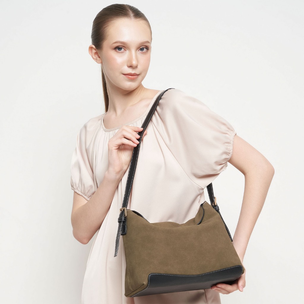 Archy GEORGEO Shoulder Bag Wanita Premium – Tas Bahu Elegan untuk Kerja, Kuliah, Hangout Bahan Suede