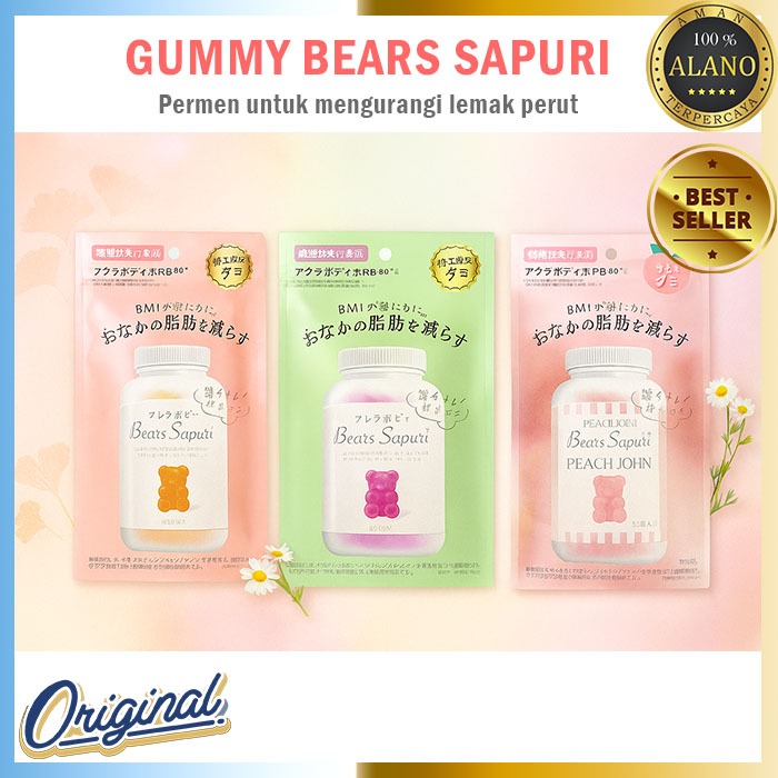 

Original Gummy Bears Sapuri Peach Orange Grape Made in Japan Permen untuk Mengurangi Lemak Perut