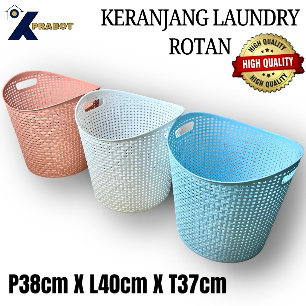 Keranjang Laundry Pakaian Rotan JUMBO plastik - Kprabot / tempat keranjang baju kotor / Storage Bask