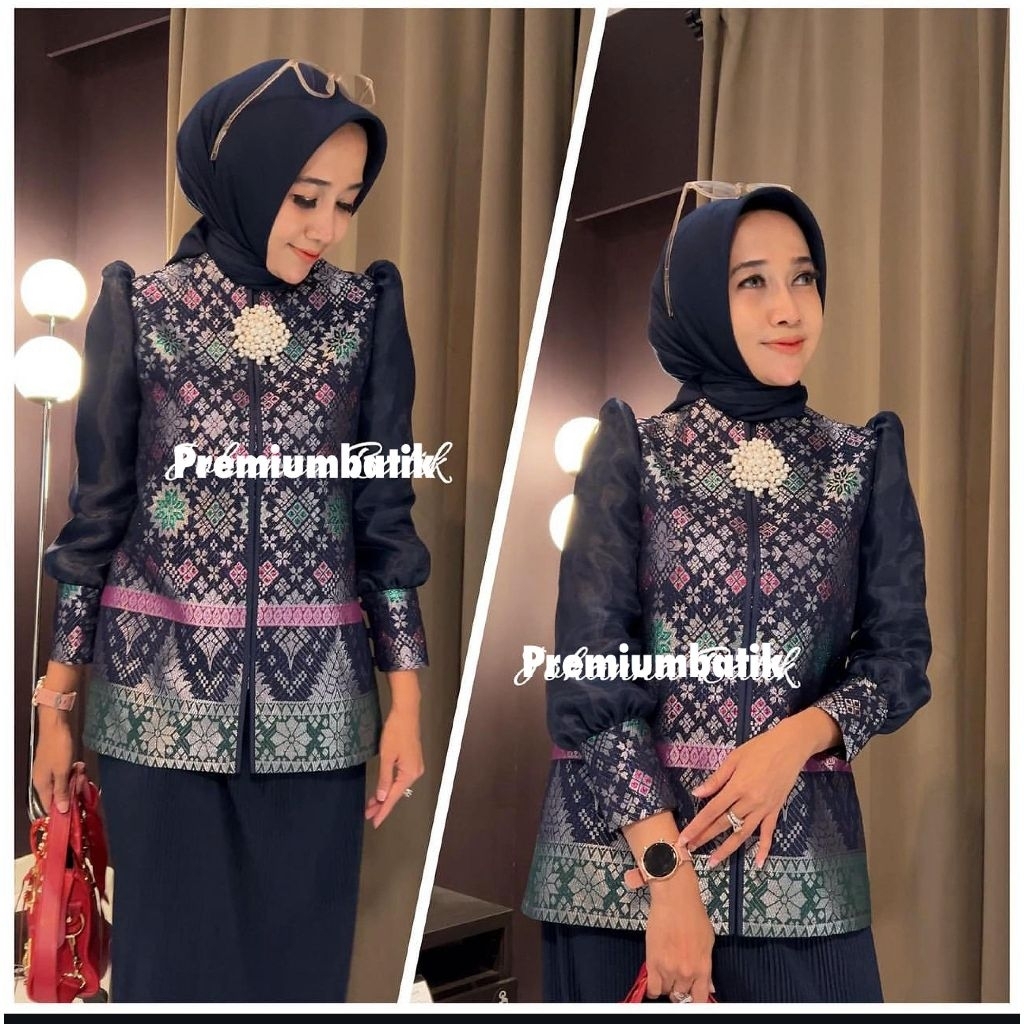 Atasan batik songket katun wanita | blus tunik batik kerja wanita fashion