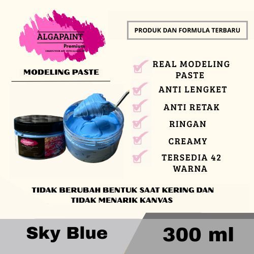 

Algapaint premium modeling paste SKY BLUE / sculpture / impasto /teksture art / tekstur / lukisan aesthetic / cat akrilik /painting / relief /water base